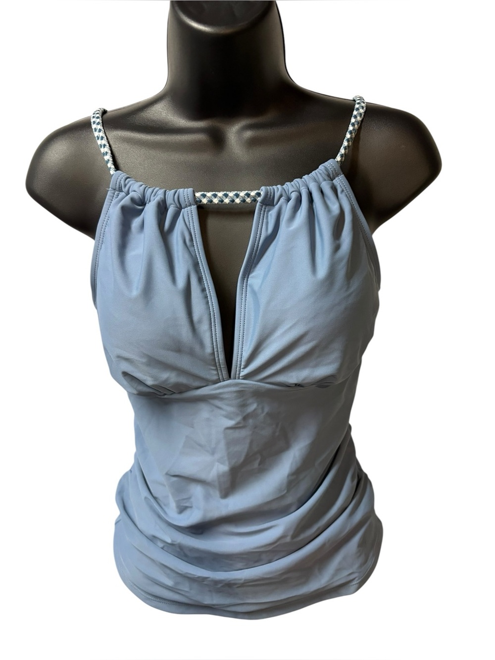 Cupshe Light Blue Swim Camisole with Braided Straps and matching bottoms